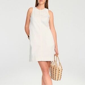 JCrew white denim dress NEW Size 12 jumper pockets sheath Casual Summer Cotton